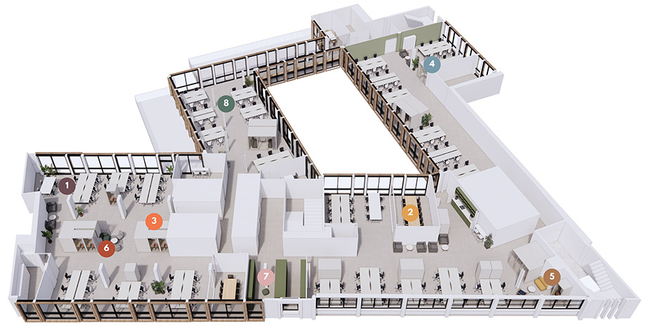 plan d'aménagement d'un espace de coworking en entreprise
